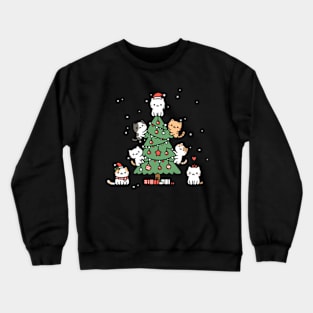 Kawaii Cat Christmas Tree Crewneck Sweatshirt